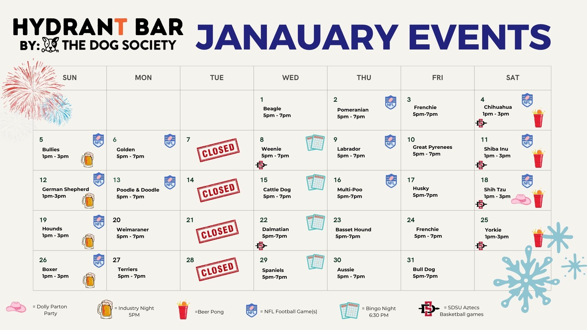 January Event Calendar