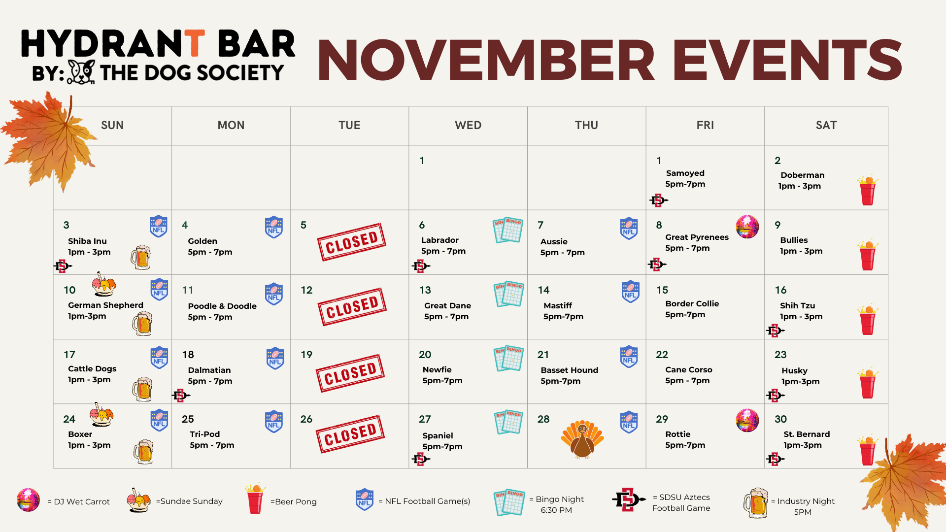 November Event Calendar